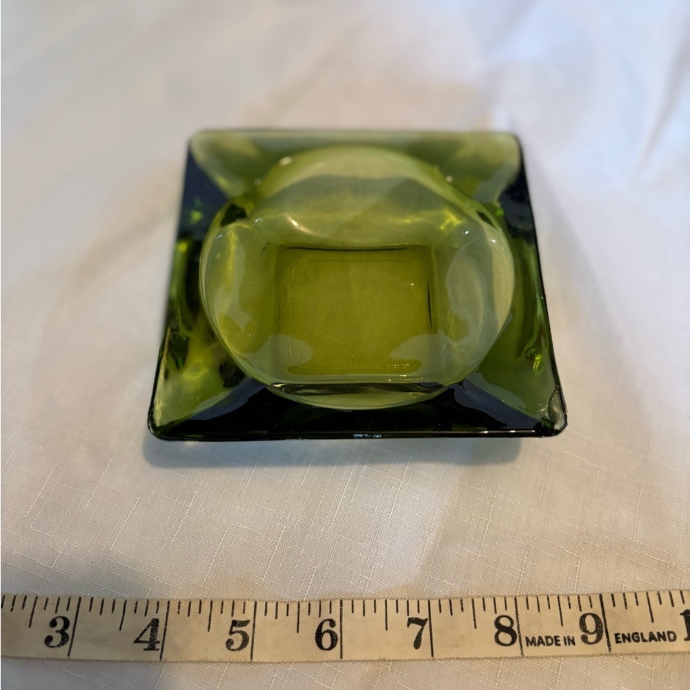 Vintage Green Glass Ashtray